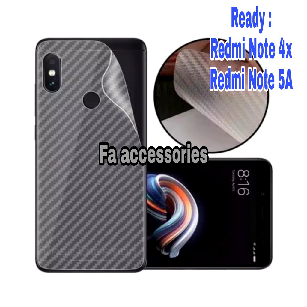 Skin Carbon xiaomi Redmi Note 4x 4 Note 5a Skin Carbon antigores belakang