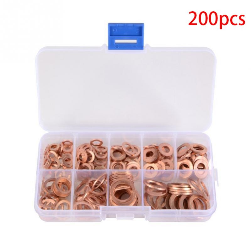 gs8 yuxin ring baut gasket bolt &amp; nut flat ring seal tembaga 200pcs - elc755 - golden Or-i