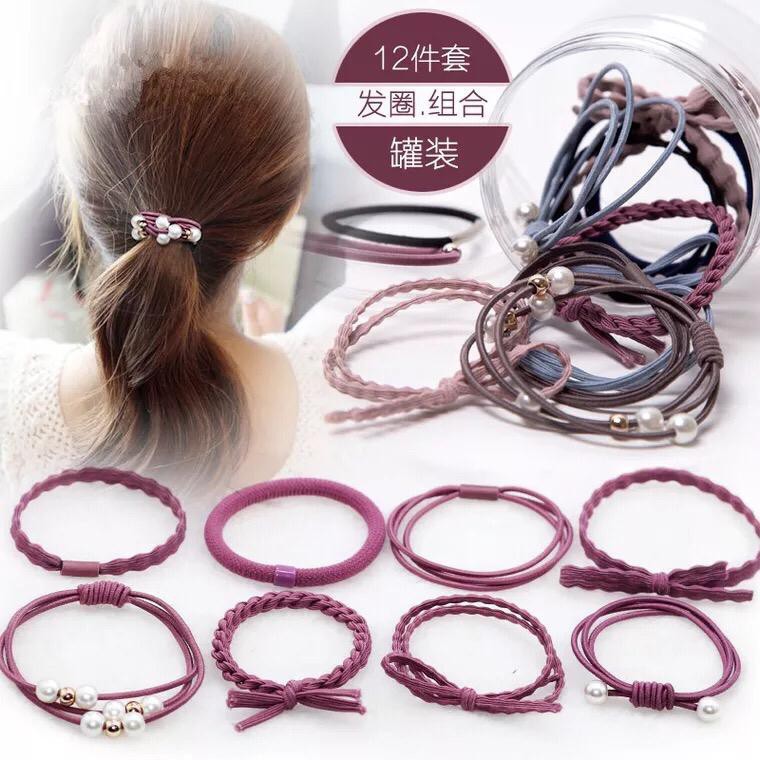 

ATK.TOP 12Pcs/box Karet Rambut Simple | Bahan Karet Gaya Korea Dengan Box