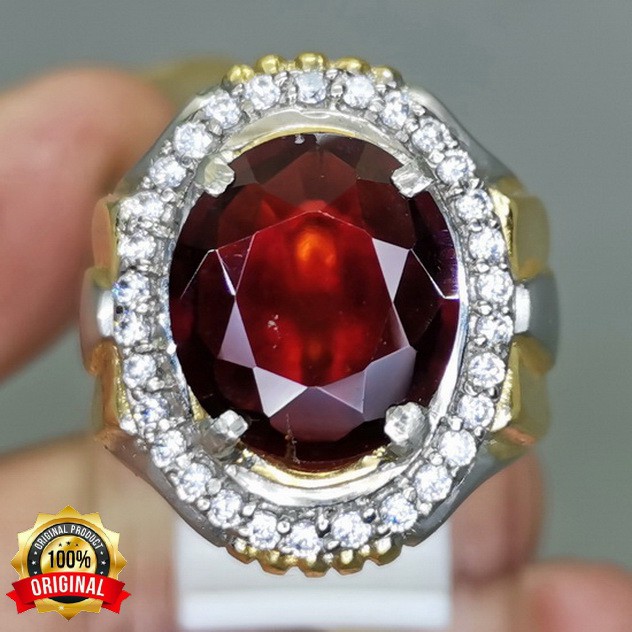 CINCIN BATU AKIK ASLI GARNET MERAH BERKUALITAS BAGUS