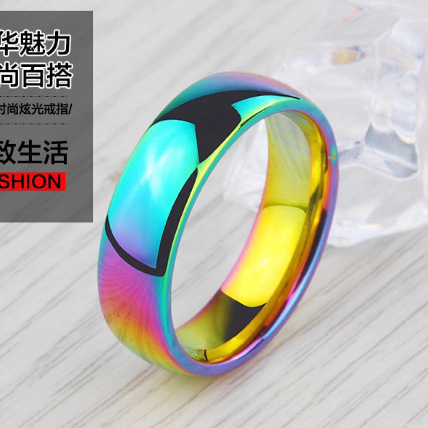 Cincin Rainbow Pria Wanita / Cincin Titanium Rainbow Colorful Cewek Cowok / Cincin Warna Warni Unik