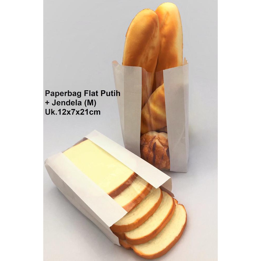

Promo Awal tahun Paperbag kantong kertas putih 12x7x21 (M) + jendela bakery roti kue Diskon