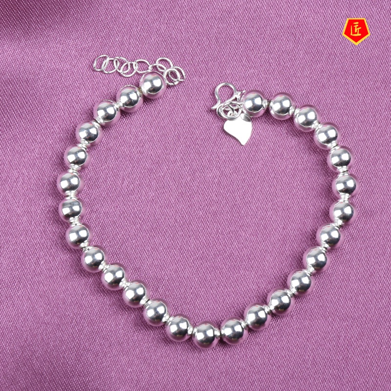 [Ready Stock]Simple Silver Glossy Ball Bracelet