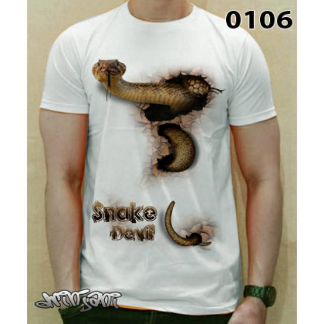Kaos 3d binatang hewan snake ular cobra sanca piton