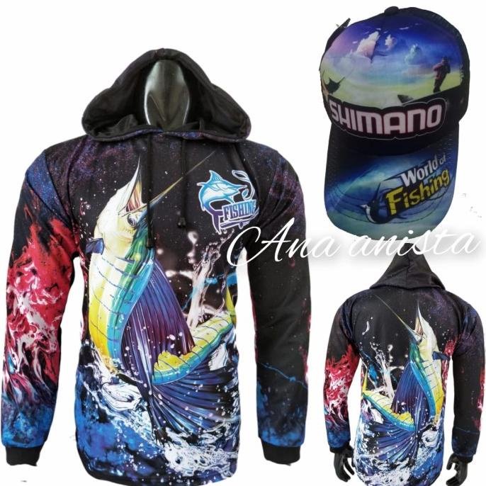 Paket Promo Jersey Mancing Plus Topi Shimano