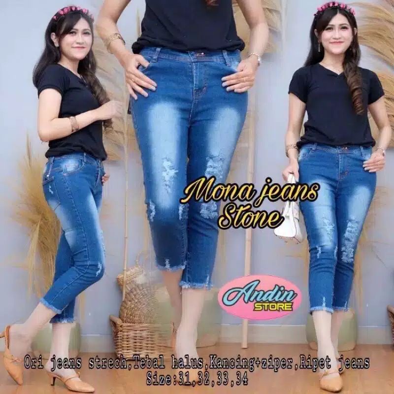 celana jeans jumbo. mona jeans. celana jean ripped 7/8