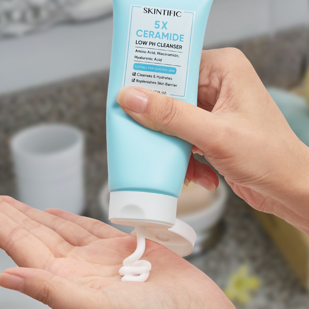 [FLASH SALE] - SKINTIFIC 5X Ceramide Low pH Cleanser Facial Wash Gentle Cleanser For Sensitive Skin 80ml Face Wash Sabun Cuci Muka Pembersih Pencuci Muka