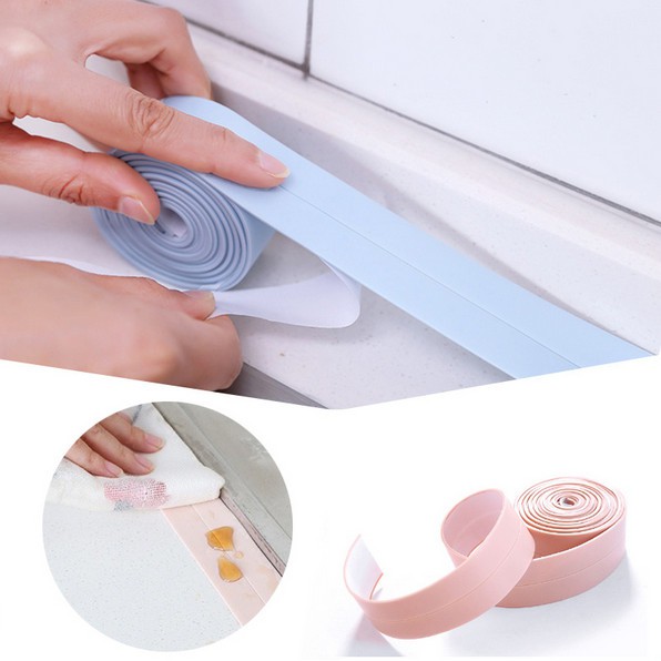 Tape Stiker Dinding Bahan PVC Lebar 2.2cm / 3.8cm Tahan Air Dan Jamur Ukuran 1m Untuk Kamar Mandi / Dapur