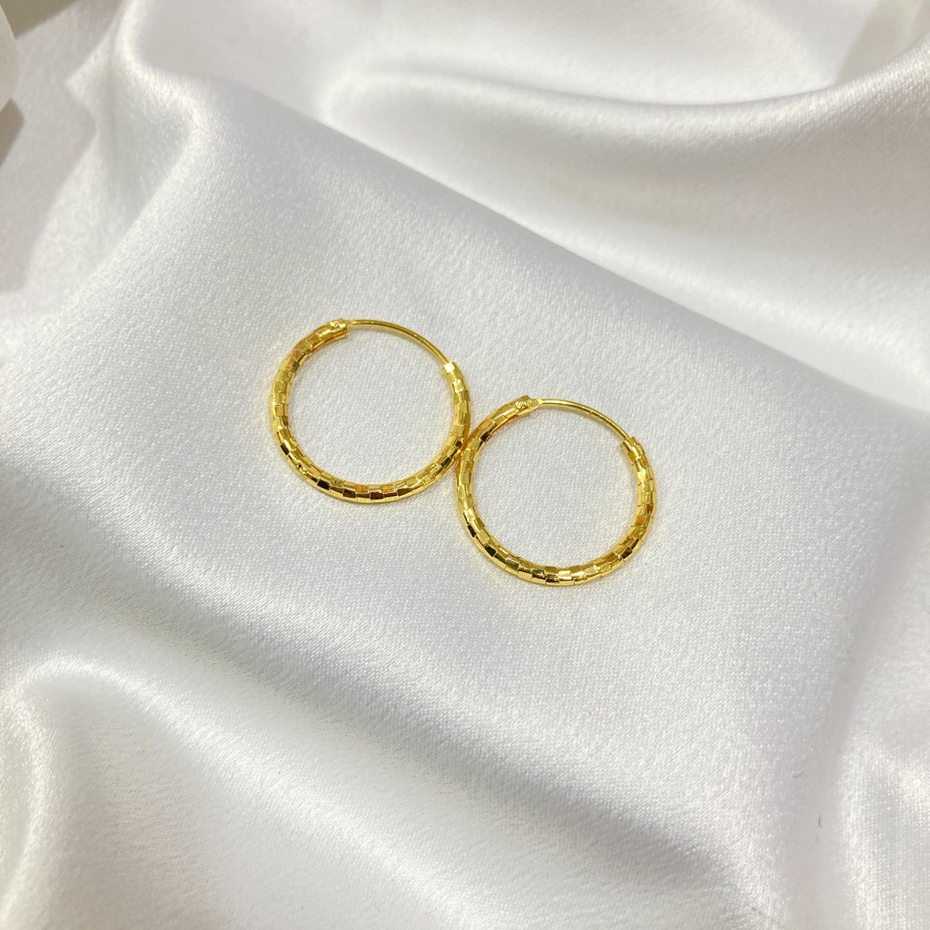 Anting Gipsy Warna 24 Karat Motif Disko Lapis Emas 16 mm, 20 mm, 25mm