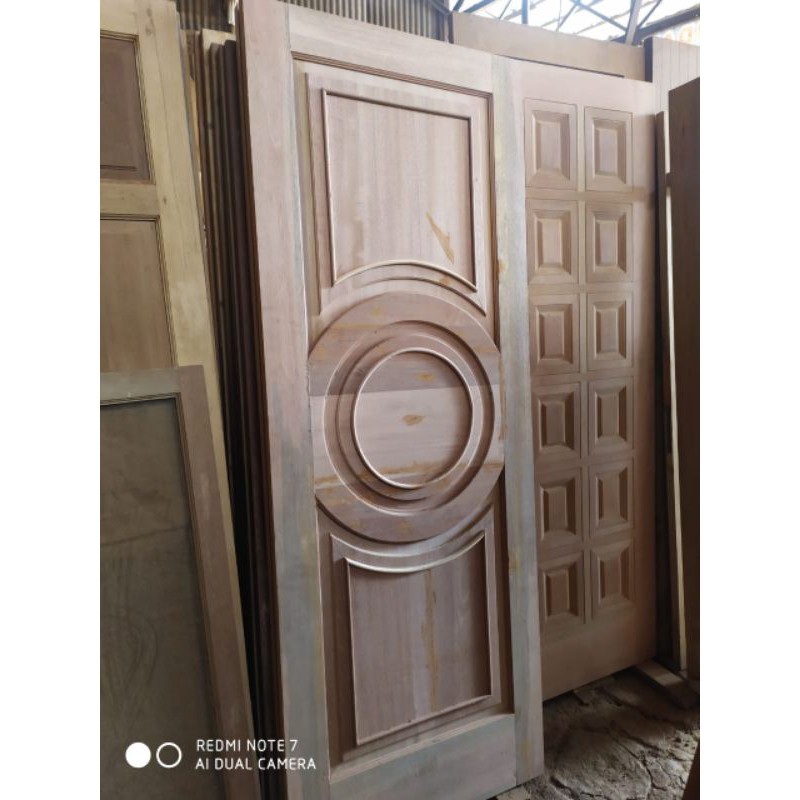 Pintu utama Motif bulat Kayu kamper Baru Oven + kusen