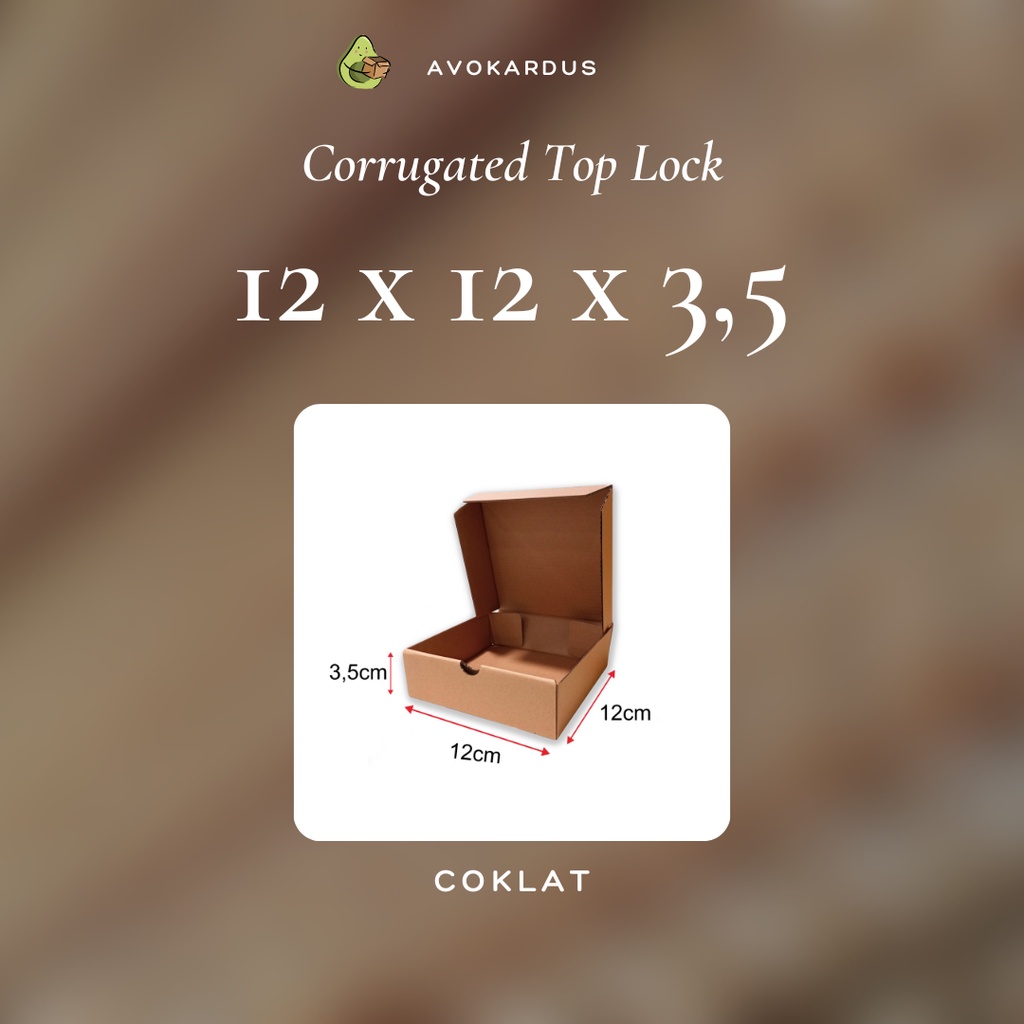 

Kardus Corrugated Die Cut 12x12x3,5 Top Lock Kotak Dus