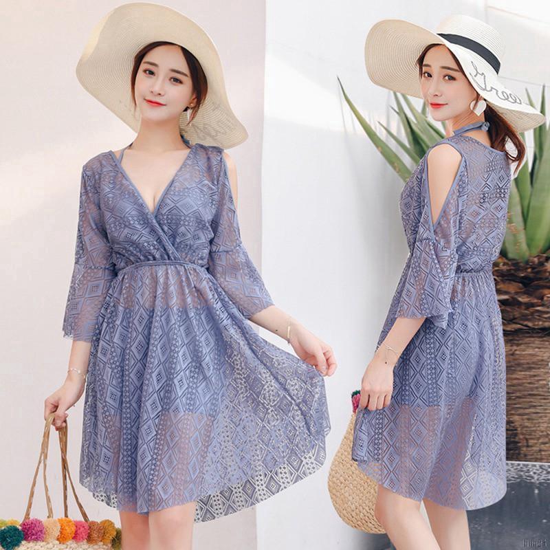 3 Potong Baju  Renang Pantai  Gaun  Rok Seksi Shopee Indonesia