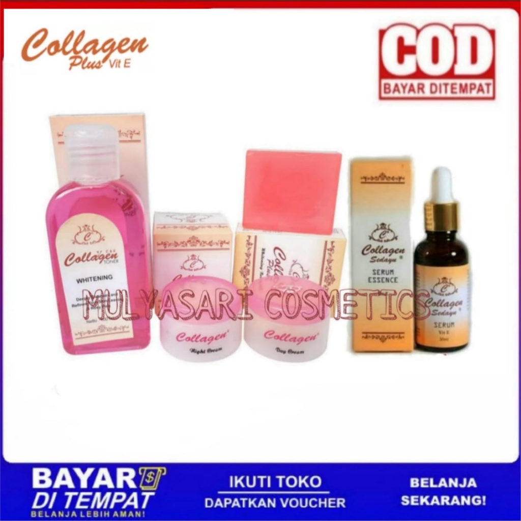 PAKET CREAM COLLAGEN 5 IN 1 SIANG DAN MALAM - Toner + Serum + Cream + Sabun