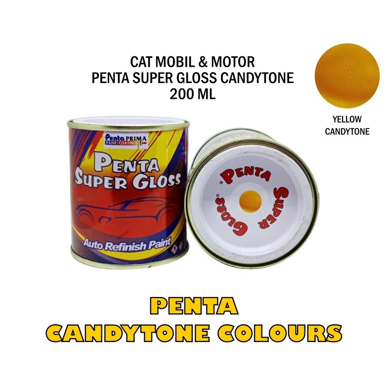 CAT CANDYTONE YELLOW PENTA 200 gram - cat penta candy kuning - cat candi kuning - cat canditone kuning - cat kuning candy