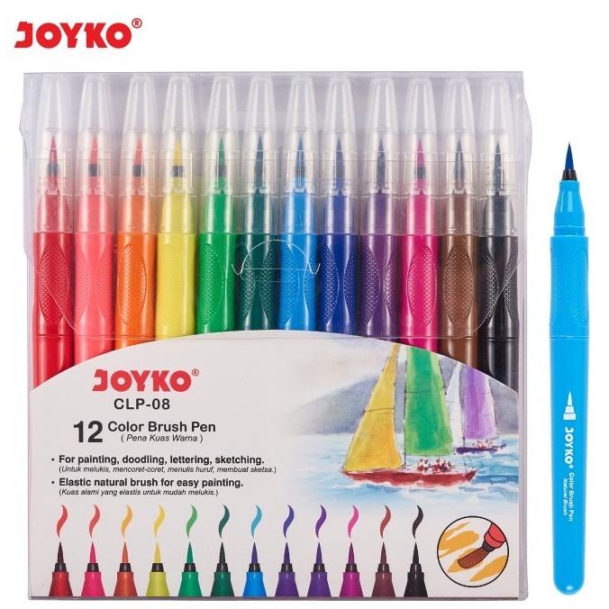 

(BISA COD) Joyko Color Brush Pen CLP-08 12 Warna CLP08 Elastic Natural Pena Kuas TERJAMIN Kode 627