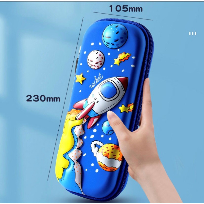 Kotak Pensil Anak 3D Dino Hard Case Eva Waterproof Gambar Timbul