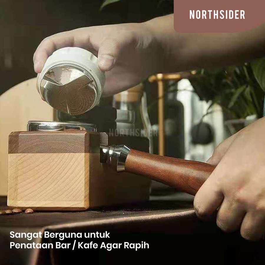 ALAS TAMPER KOPI KAYU PERSEGI | COFFEE PORTAFILTER HOLDER WALNUT LY458