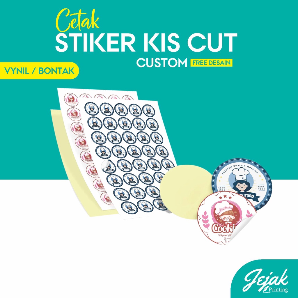 

CETAK STIKER KIS CUT CUSTOM LABEL MAKANAN / PRODUK FREE CUTTING