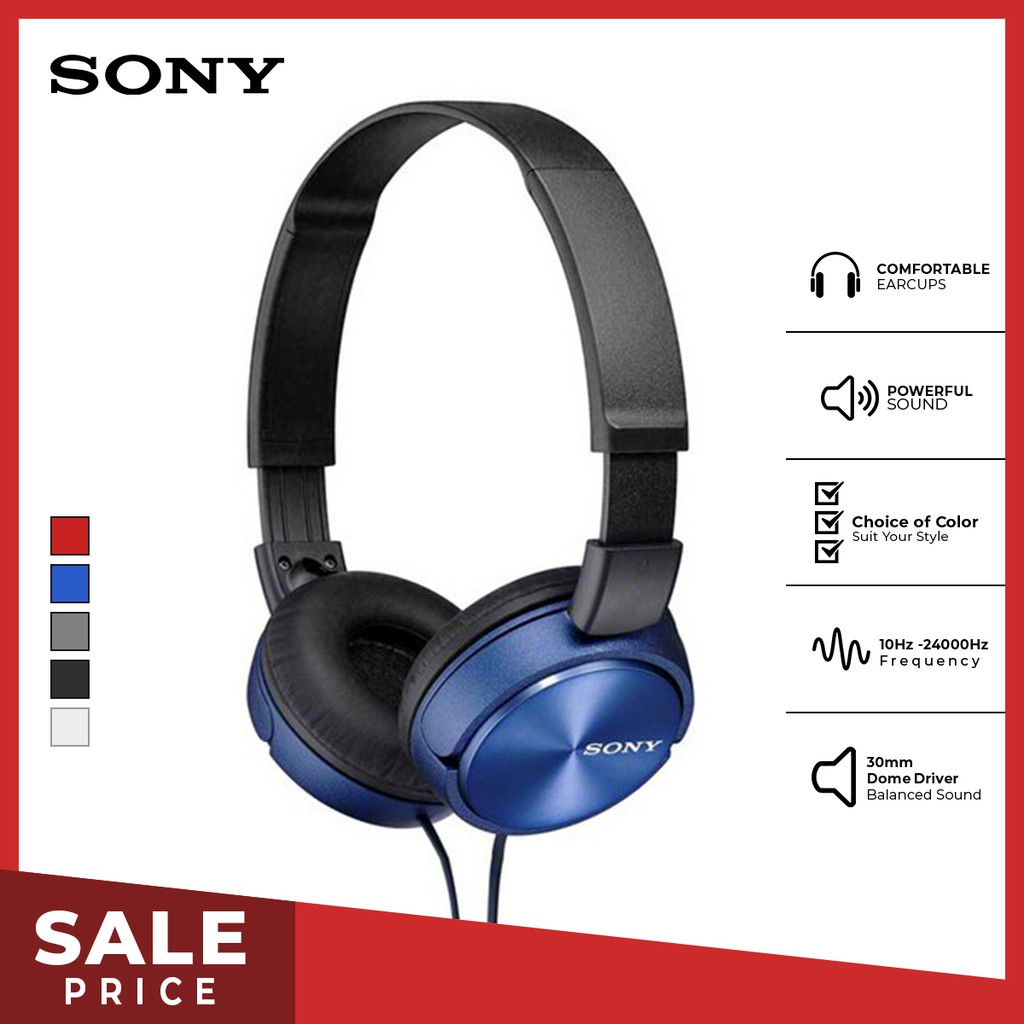 Sony MDR-ZX310AP Headset Mass Model Overbands With Microphone - Blue Original