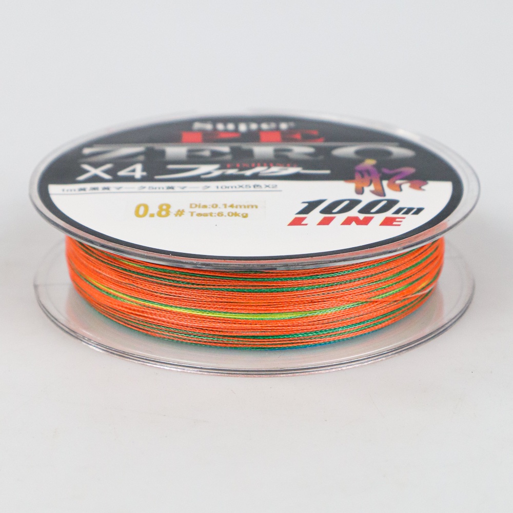 Zero Senar Benang Tali Pancing Super PE 4 Braid Line 0.8 100 Meter - X4