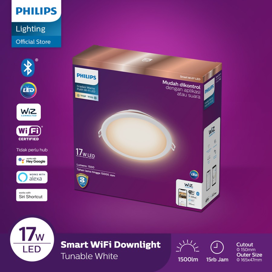 Jual Philips Smart Wifi LED Downlight 17W Tunable BLE Tipe Baru Dengan ...