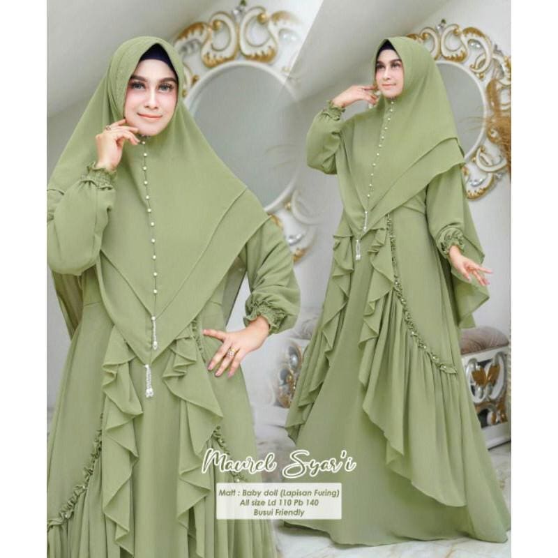 MAUREL SYARI BL CERUTY BABYDOLL FULL FURING ZIPPER DEPAN BUSUI Gamis Wanita Terbaru 2023 Gamis Syari free Hijab Terbaru Mewah Elegan  Gamis Syari Lebaran Gamis Set Khimar Terbaru Gamis Cerutty Babydoll  Baju Gamis Ibu Ibu  Drees Wanita Kondangan