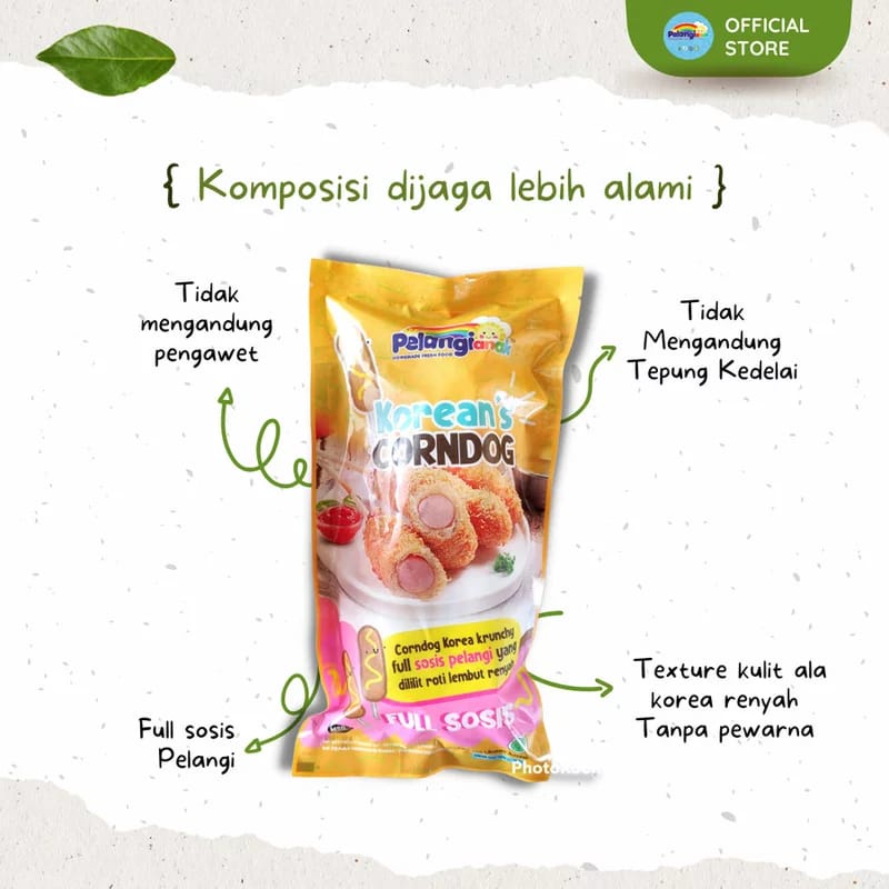 

Pelangi Anak Frozen Corndog Premium Halal Non MSG Corndog ala Korea Sosis / Sosis Mozarella Pelangi Anak Frozen Food Cemilan Anak