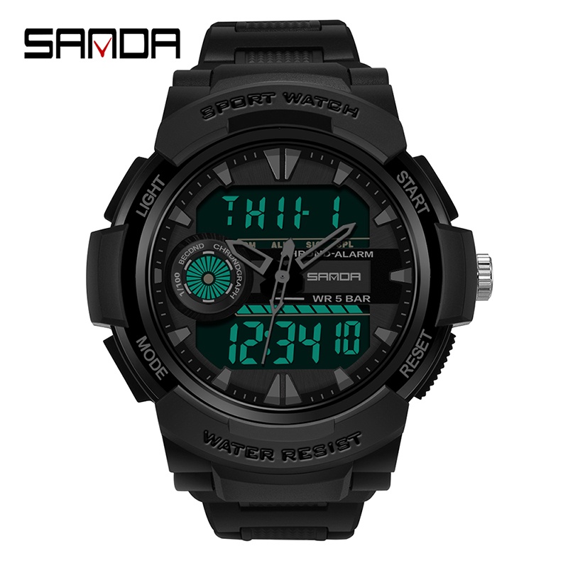 SANDA 6002 Jam Tangan Pria Digital Analog Tali Rubber Shockproof Anti Air WATCHKITE WKOS