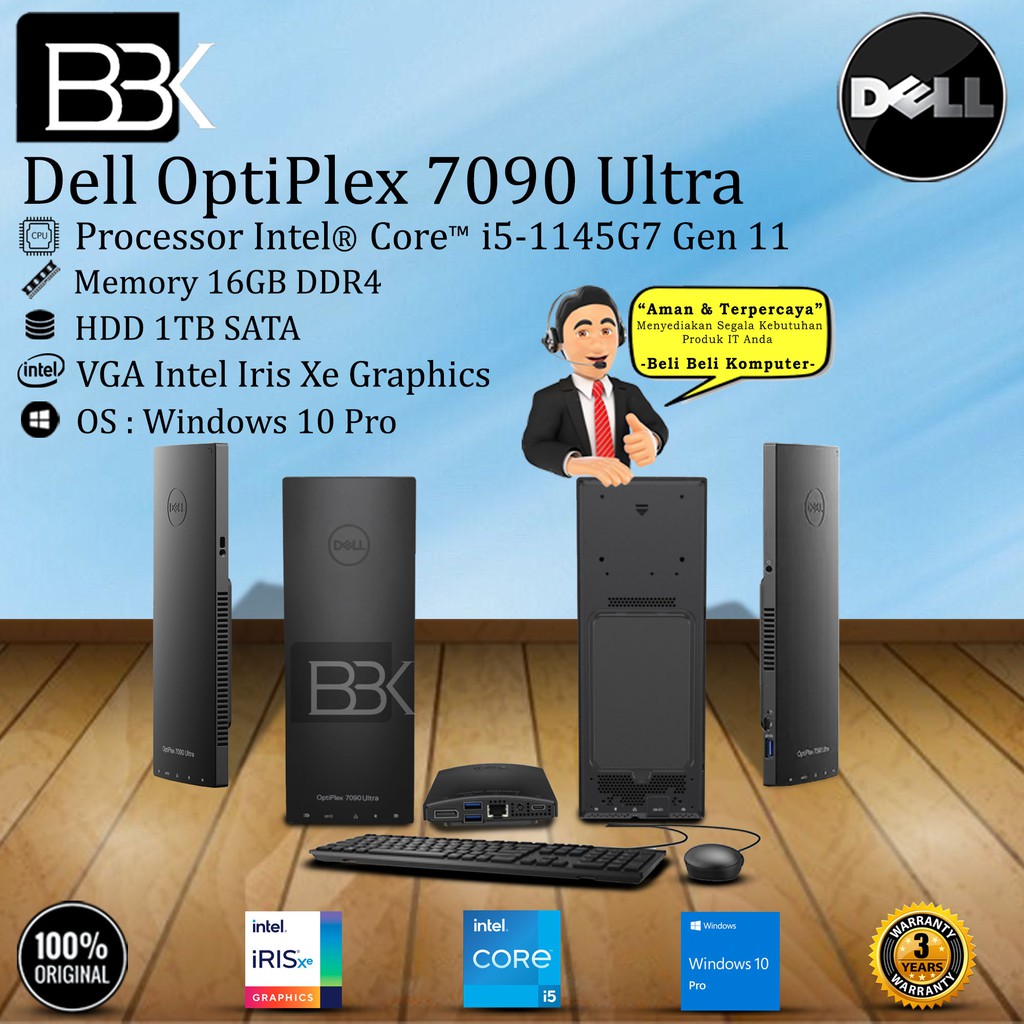 DELL OptiPlex 7090 Ultra i5-1145G7 16GB 1TB SATA WIN10PRO 3YEAR