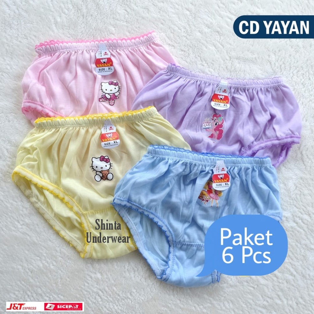 Paket 6 Pcs/CD Anak Perempuan S M L XL/CD Anak Yayan Polos/CD Anak Cewek