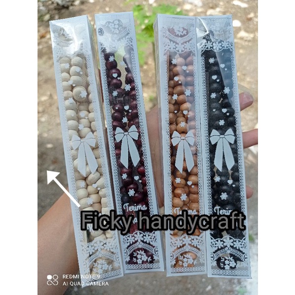 Tasbih kayu 99 butir terkemas mika cocok untuk souvenir pernikahan, haji, umroh, hajatan, tahlilan d