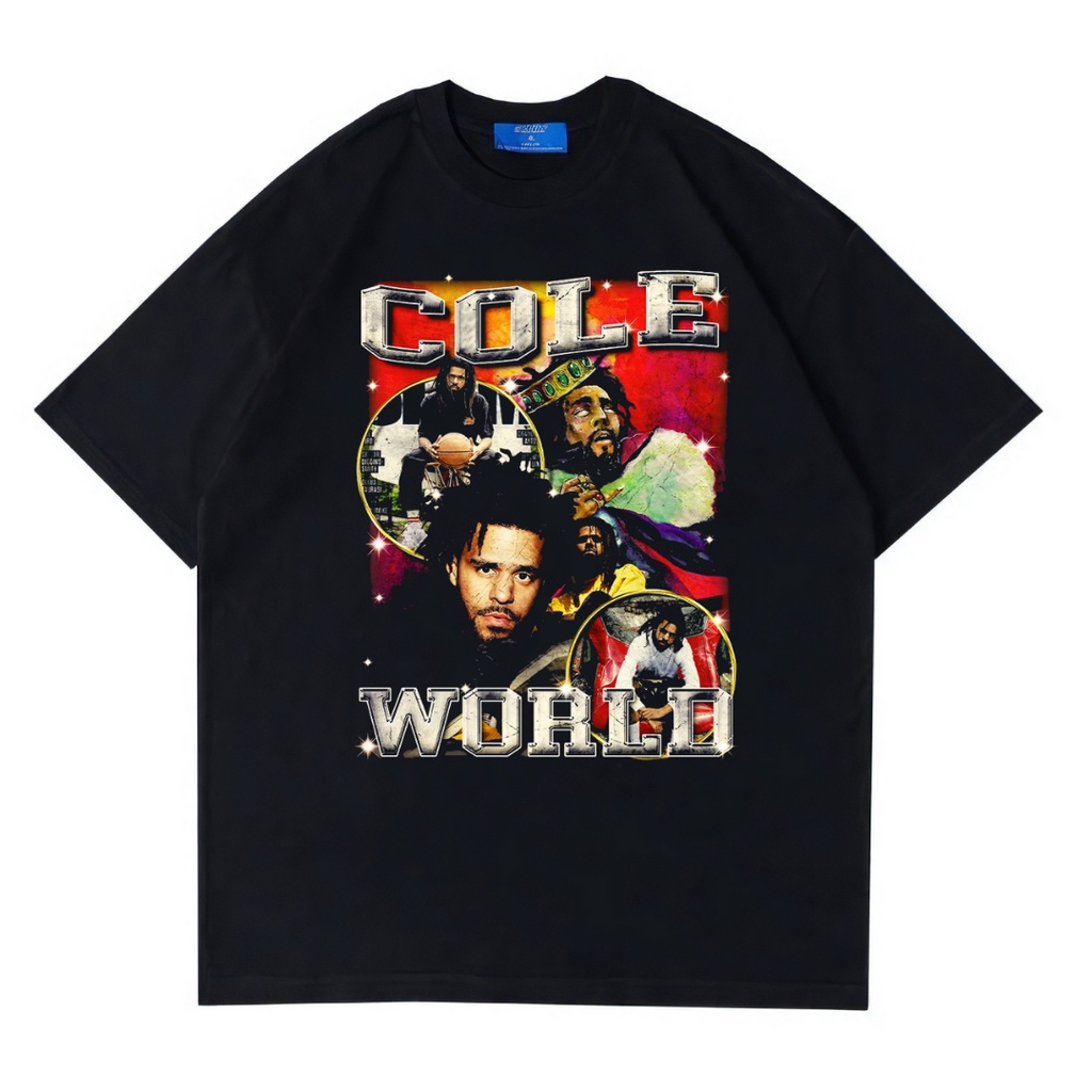 Psycho Crucify "J.Cole - Cole World" Oversized T-Shirt | Kaos J.Cole | Kaos Oversize | Vintage | Ata