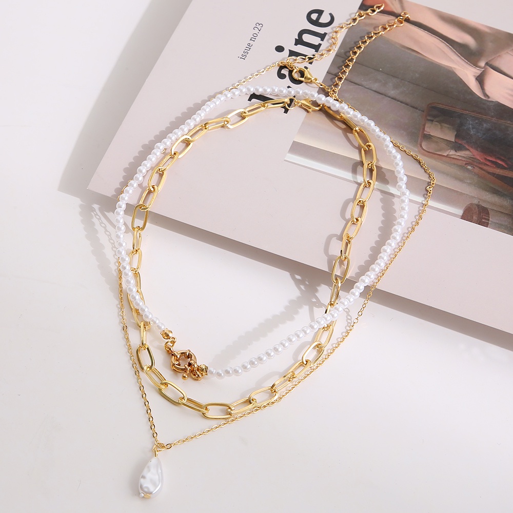 Kalung Choker Multilayer Warna Emas Untuk Wanita