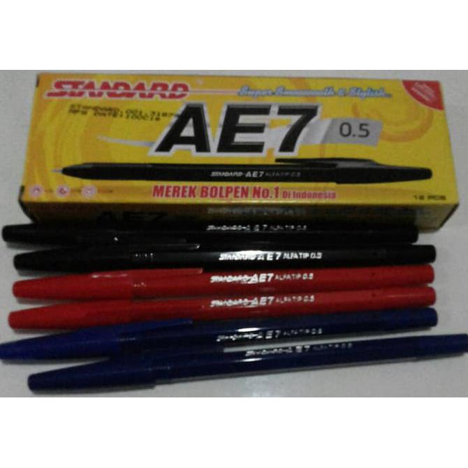 

Pulpen Standard AE7 / Pen / Ballpoint Hitam Biru Merah - Hitam HEMAT