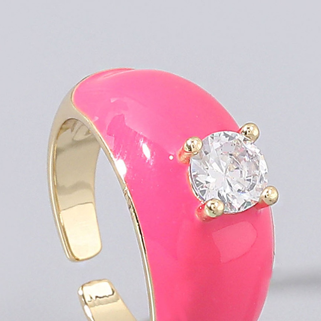 Hu Hu Hu Hu Hu Alat Bantu Pasang Kacamata♡ Cincin Model Terbuka Bahan Tembaga Hias Berlian Imitasi Warna Warni Untuk Wanita