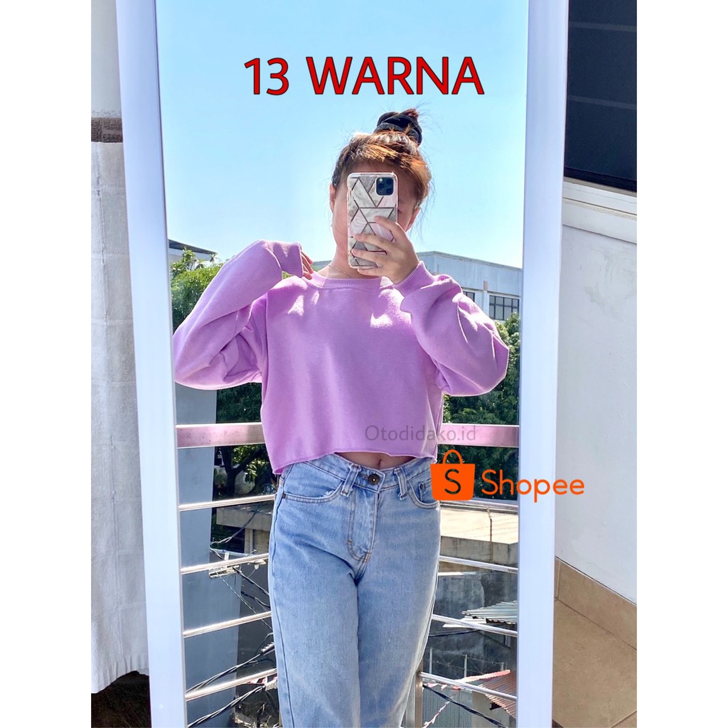 Hoodietrending - [Cod] Sweater Crop Wondrous Tumblr 14 Warna Allsize & Oversized Korean Style Terlaris-UNGU MUDA