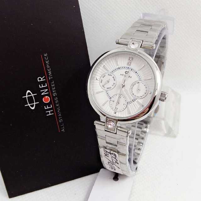 Jam Tangan Wanita Hegner Original 5003 Chrono Silver White