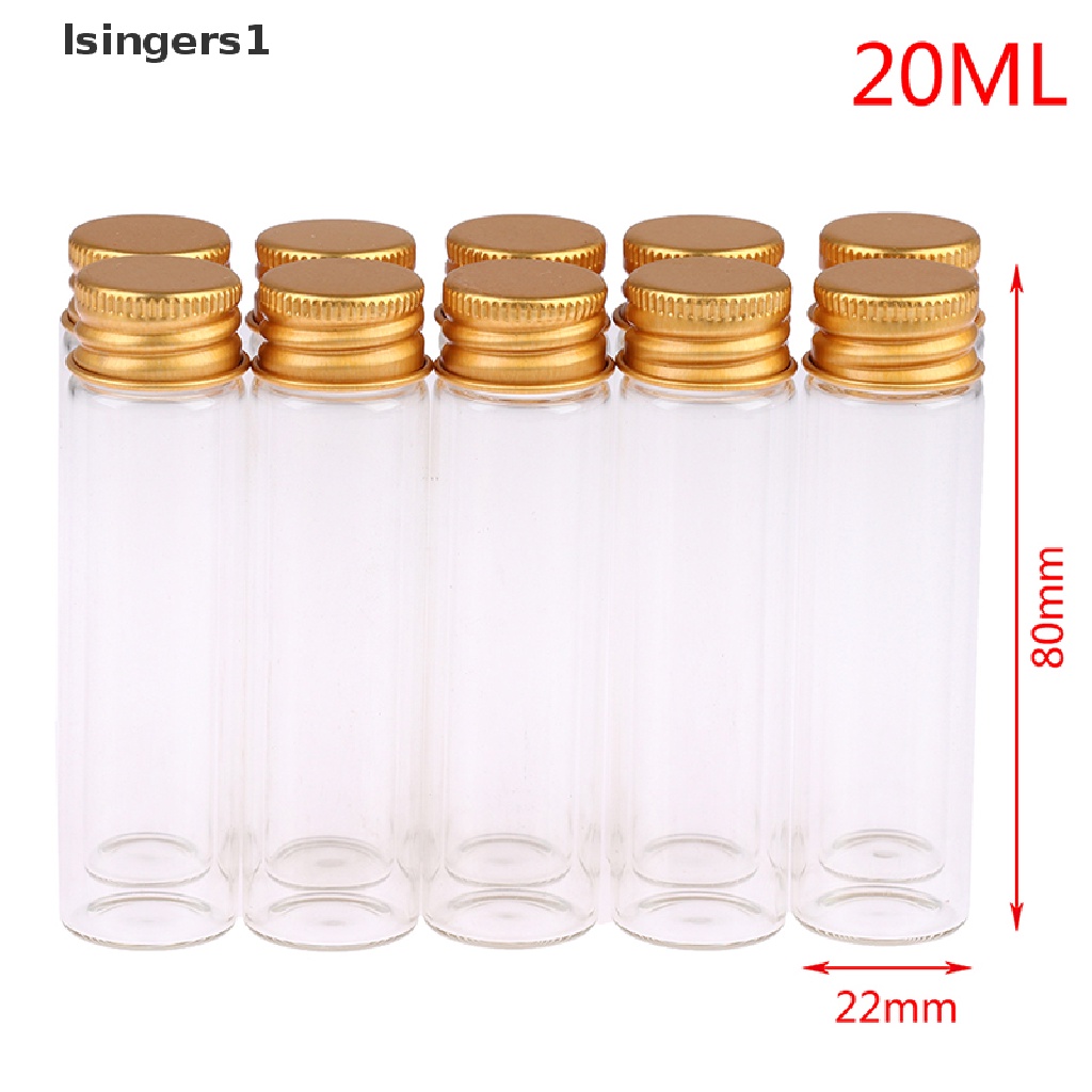 (lsingers1) 10pcs Botol Kaca Kecil 5 / 7 / 10 / 14 / 18 / 20ML Dengan Tutup