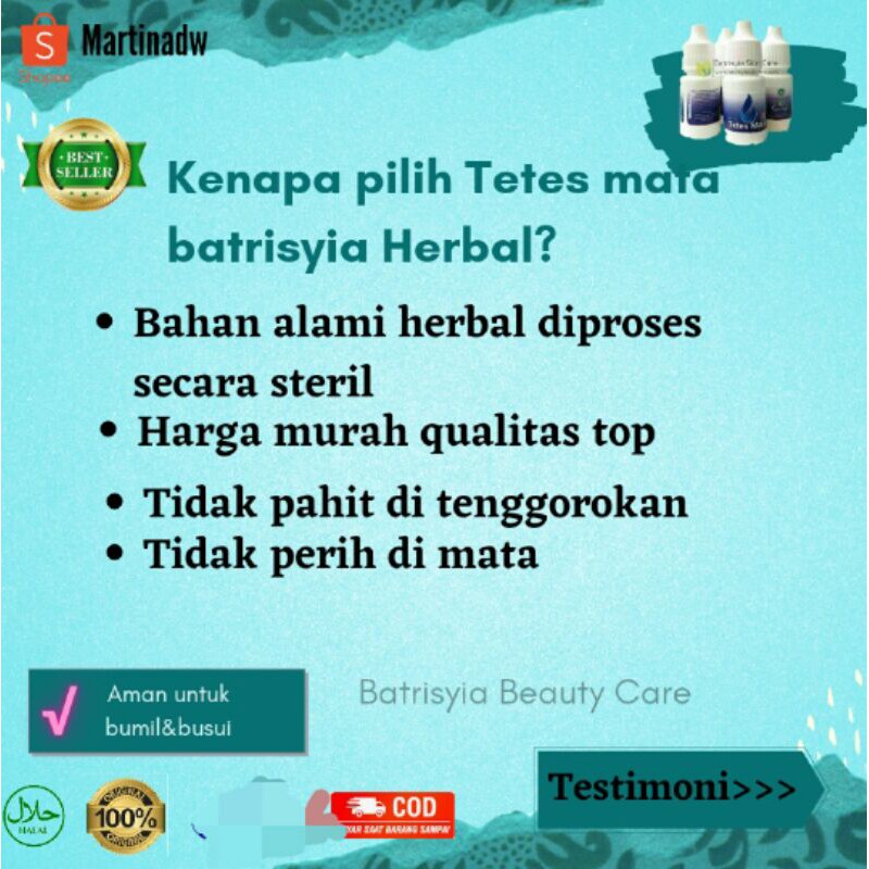 obat Tetes mata Batrisyia Herbal untuk mata minus, rabun katarak, trimbilan, merah, dan iritasi