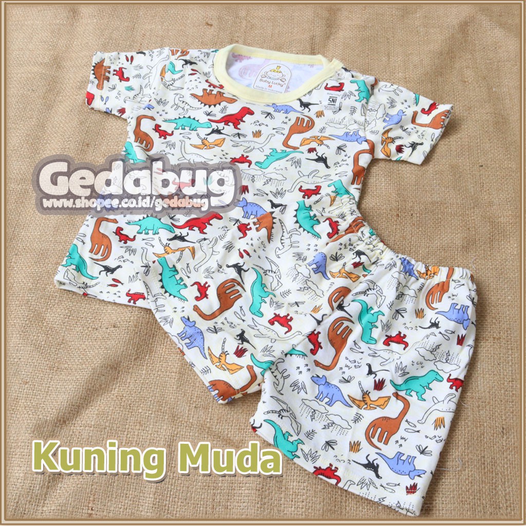 Setelan Piyama Baju tidur harian anak Kaos Lengan Pendek &amp; Celana Pendek Baby Lucky Standar SNI