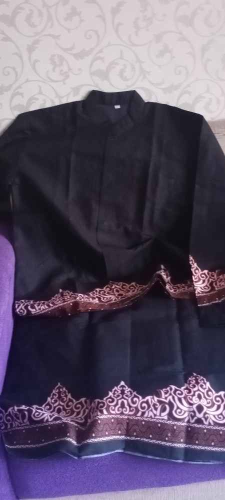 Setelan Sarung Batik Solo Warna Hitam Set Koko Batik Premium Full Furing Setelan Batik Lebaran Ori