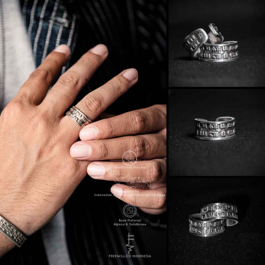 CINCIN PRIA "AJI SAKA"/CINCIN BUDAYA JAWA MOTIF AKSARA JAWA/Adjustable size