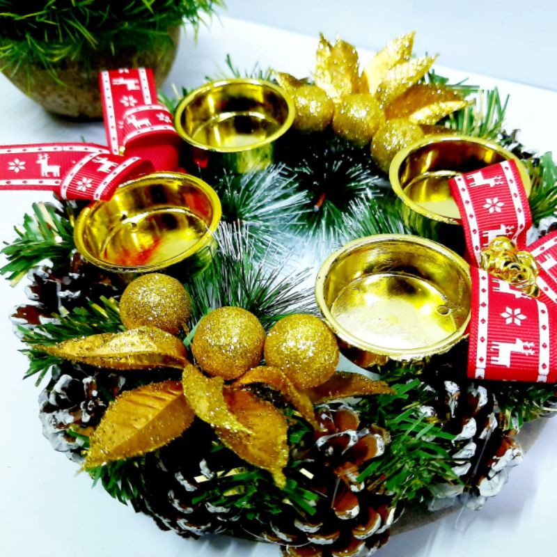 TEMPAT LILIN NATAL MALAIKAT EMAS CHRISTMAS CANDLE ANGEL GOLD