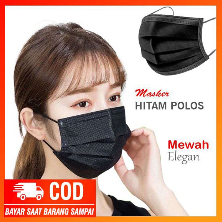 masker 3ply / masker hitam / masker medis /masker 3 ply disposable face mask masker hitam