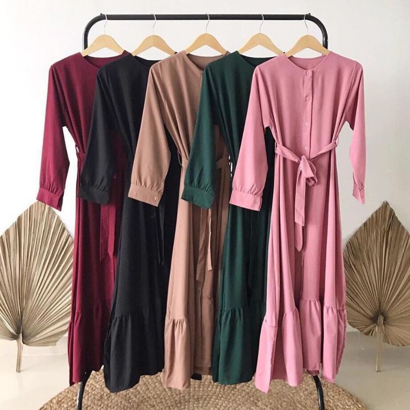 gamis Bella/gamis full kancing murah/gamis polos