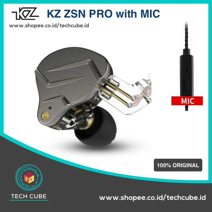 KZ ZSN PRO with MIC In Ear Earphone Headset Hybrid 1BA 1DD HIFI Bass