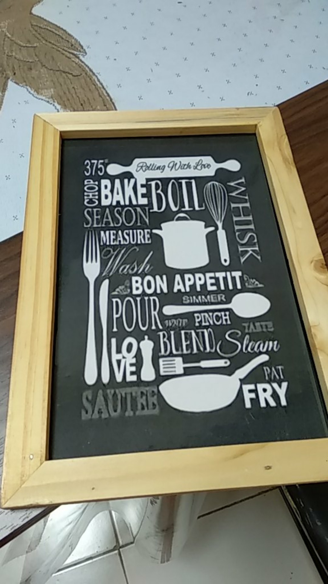 Kh18 - Hiasan Dinding Dekorasi Rumah Frame Bingkai Kayu Quotes Kitchen Cafe Vintage Blackboard