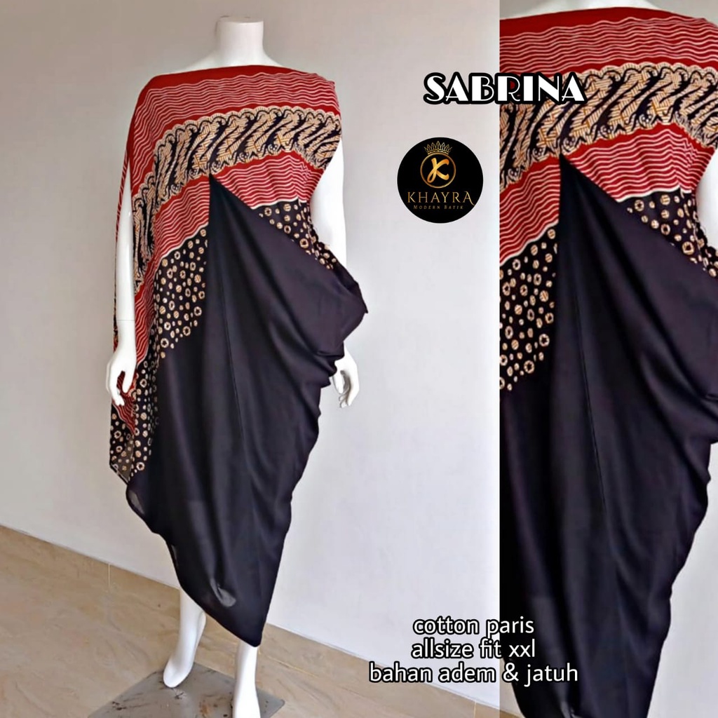Dress Modern Pesta Kaftan Batik Katun Asimetris Sabrina