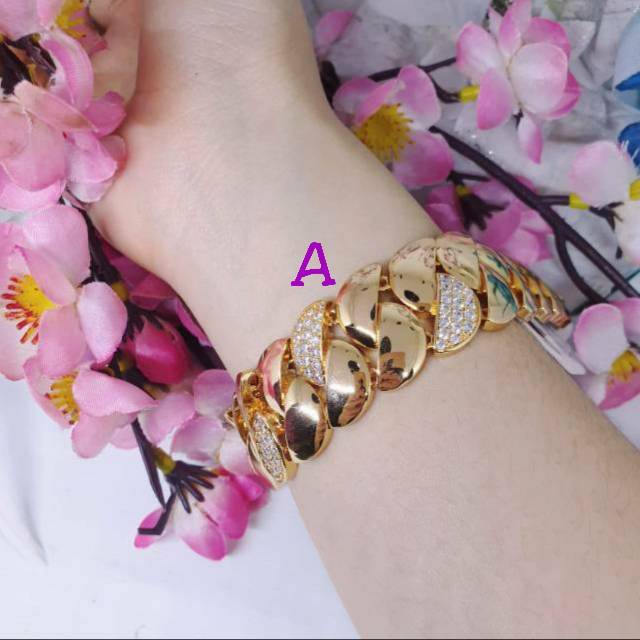 Gelang rantai lebar uk 18cm lapis mas GX-16