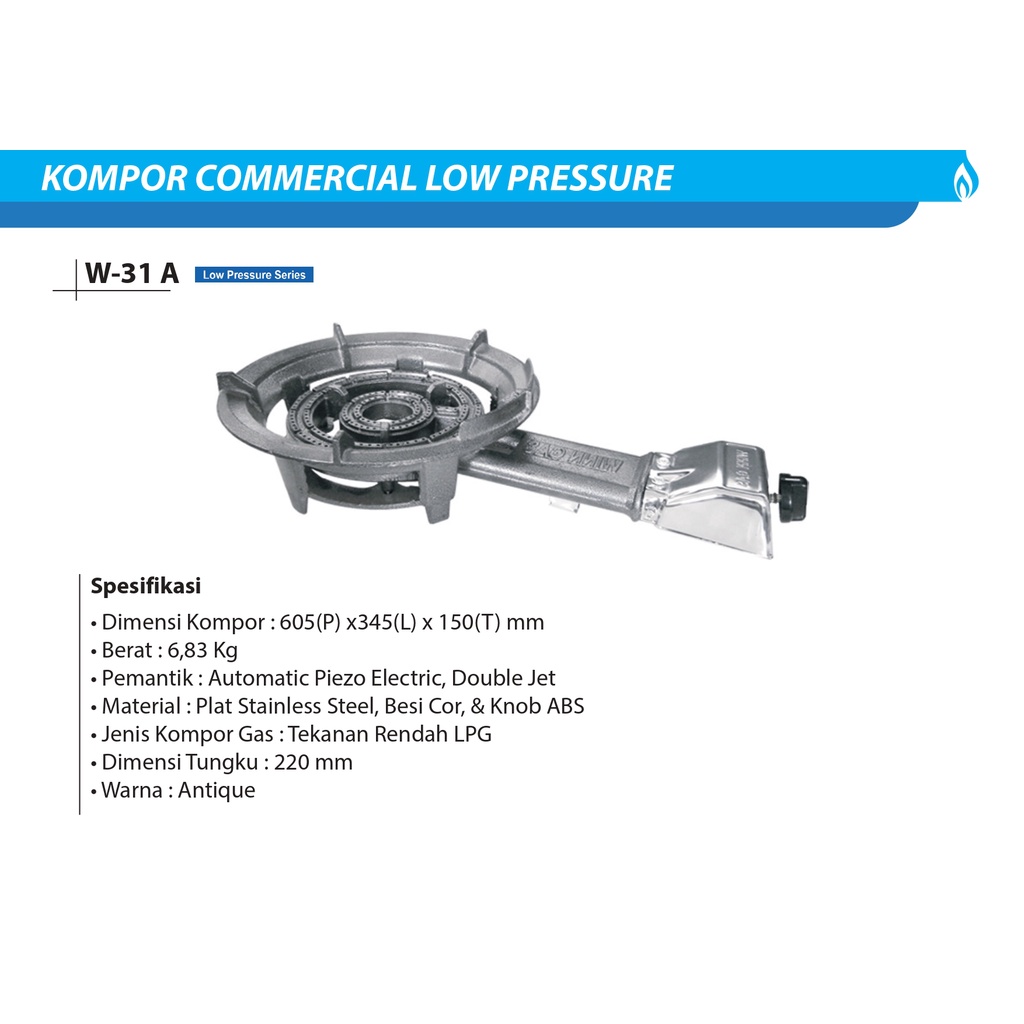 Kompor Winn Gas Komersil 1 Tungku  21A/31A